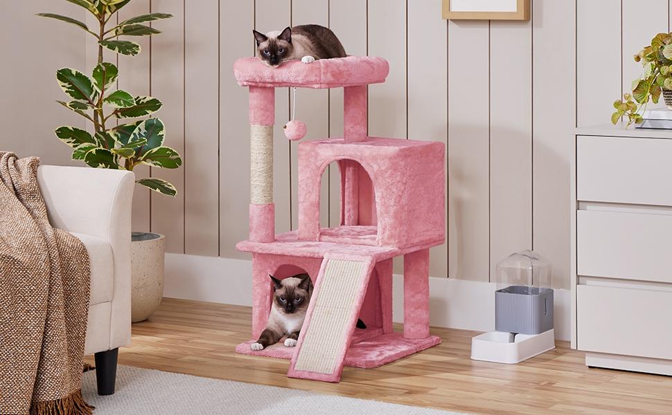 Yaheetech 36″ Height Cat Tree Multilevel Cat Tower with Double Condos, Scratching Post & Board, Sturdy Particleboard, Suitable for Small/Medium Cats Yaheetech 36″ Height Cat Tree Multilevel Cat Tower with Double Condos, Scratching Post & Board, Sturdy Particleboard, Suitable for Small/Medium Cats
