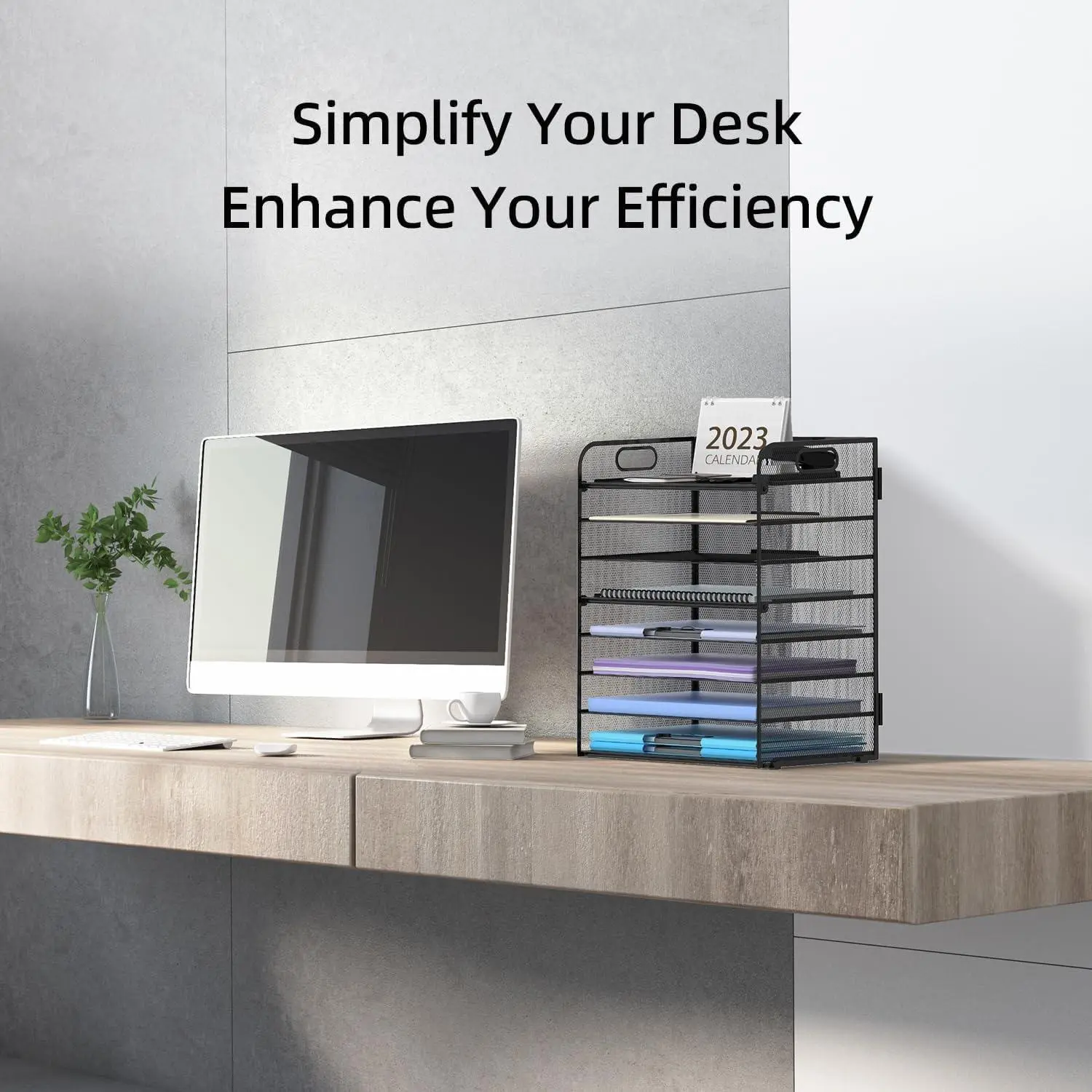 SUPEASY 8-Layer Paper Document Holder, Desk Organizers & Additions Featuring Handles, Paper Organizer for Office, Home, Or Educational Use