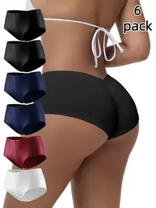 Women's Seamless Elastic Swimwear Briefs, Comfortable Smooth Skin-Friendly No-Trace Casual Sports Underwear, All-Season 6-Piece Set Panties