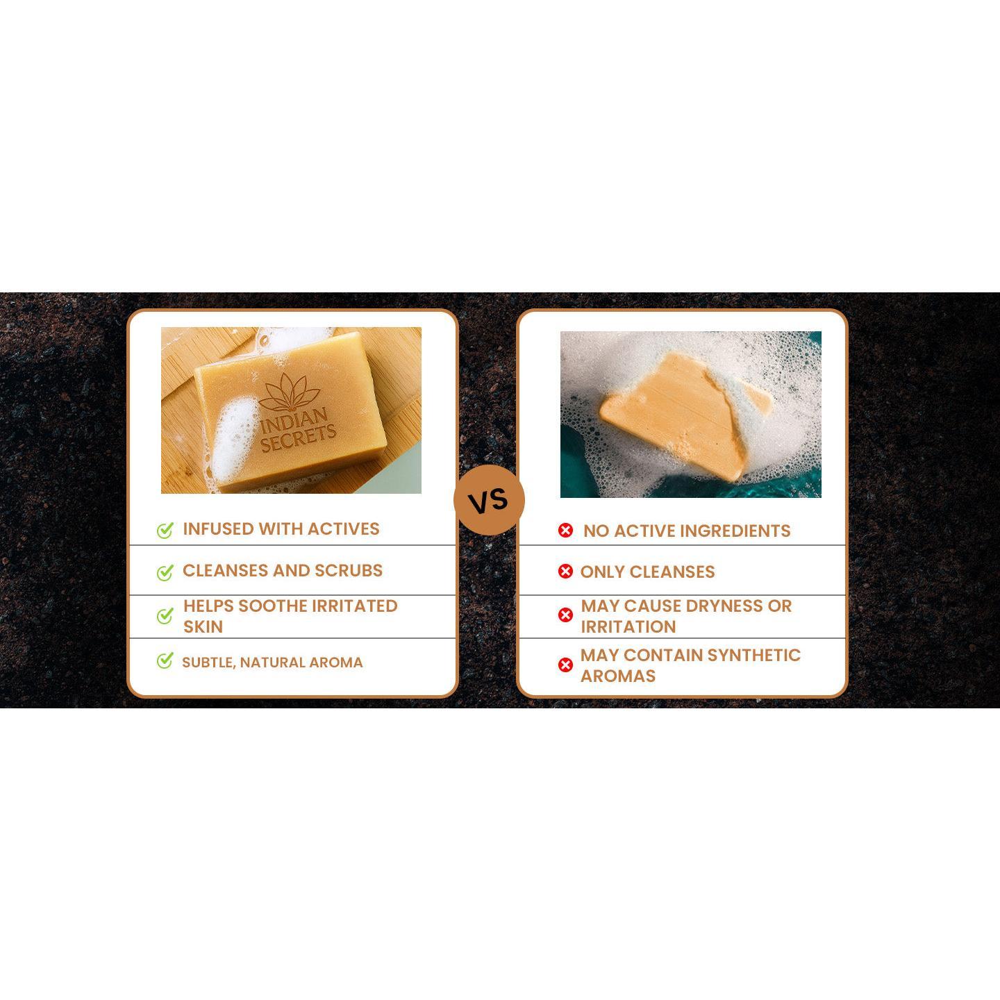Indian Secrets Scrub Soap Hyaluronic Acid & Coconut Milk (Pack of 3)