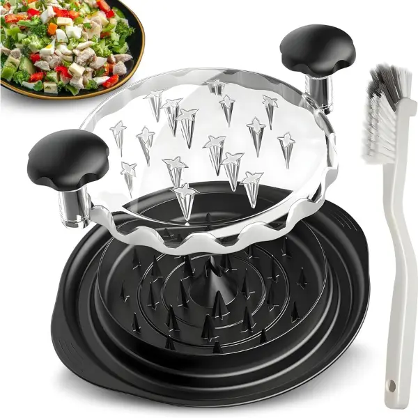 Chicken Shredder Tool Twist Large Meat Shredder with Brush & Fork, BPA-Free Kitchen Gadget for Chicken Pork Beef, Anti-Slip Handle