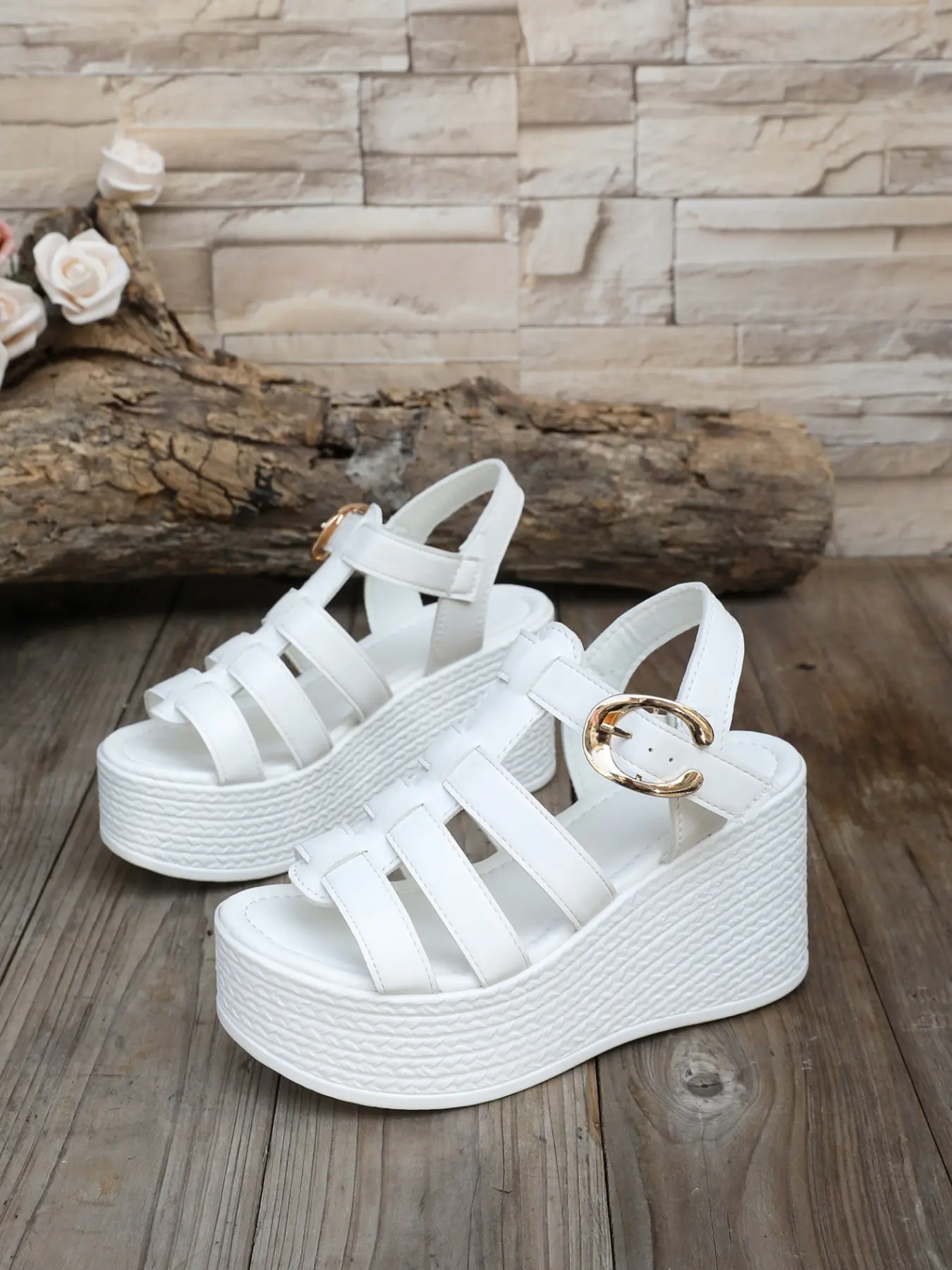 Women's Summer Fashion Wedge Sandals, Holiday Sandals, Fashionable Sandals, Gladiator Sandal, Roman Style Thick Sole, Low Heel Open Toe Beach Shoes, Comfortable Thick Sole Footwear