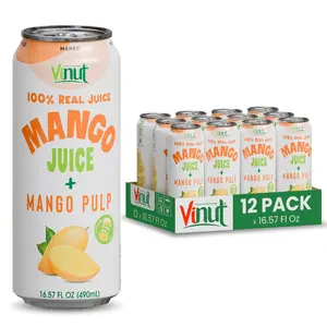Vinut 100% Mango Juice with Pulp 12 Pack 16.57 Fl Oz No Sugar Added Natural Beverage Gluten Free Authentic Mango Taste