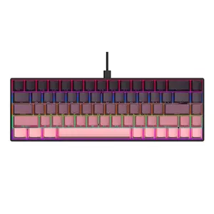 AJAZZ AK680 wired mechanical keyboard cream macaron color hot-swappable office game gaming side engraved keycap Wired RGB Keyboard