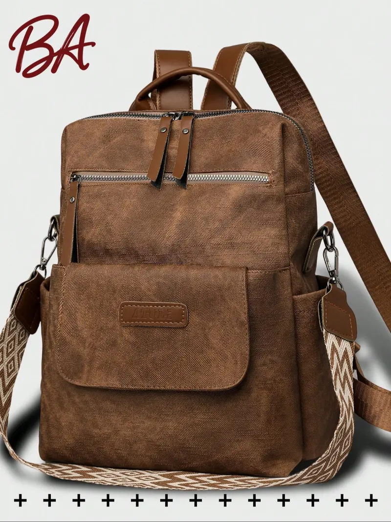 Fossil Elina‎ Large Convertible Travel Backpack Brown Leather White Bag Handbag Fossil Elina Large Convertible Backpack Brown Leather  main image 3