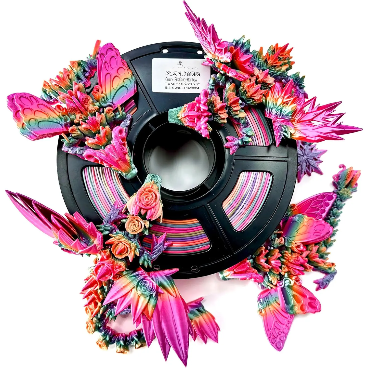 PLA 3D Printer Filament 1.75mm,Candy Silk Rainbow,Multi Color,Net Weight 1kg(2.2lbs) Accuracy +/-0.05mm