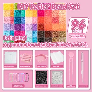 DIY Fuse Beads Kit -35600 Beads & 96-Color Tool Kit for Kids，equipped with an iron-based bead welding tool kit for making Christmas or birthday gifts