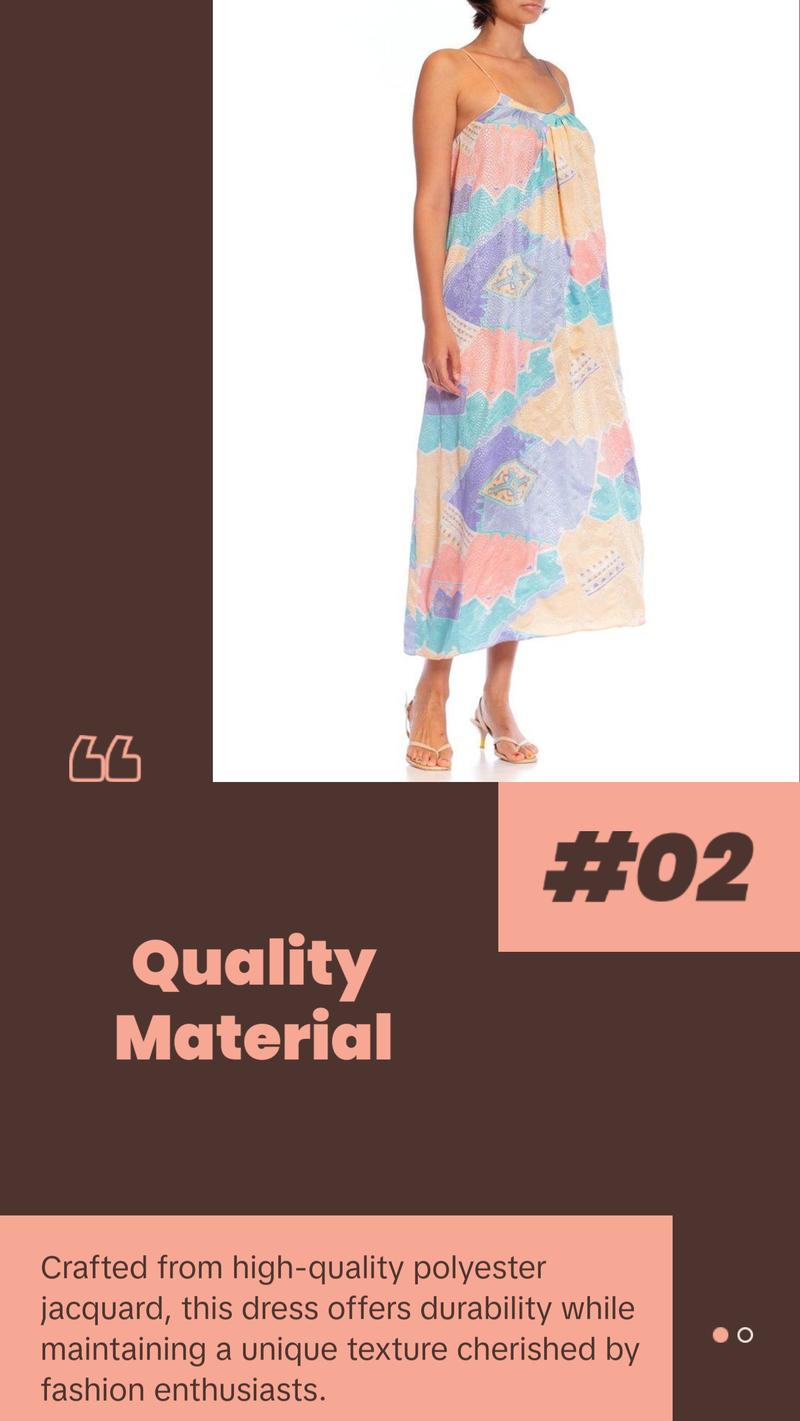 1980S MARY MCFADDEN Multicolor Pastel Polyester Jacquard Dress 1980S MARY MCFADDEN Multicolor Pastel Polyester Jacquard Dress