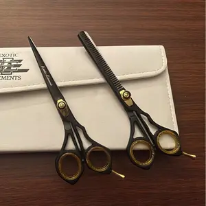 Steel Hair Cutting Scissors – Extra Sharp, Smooth, and Quick Cutting with Comfort Grip for Unisex Use Black and Gold