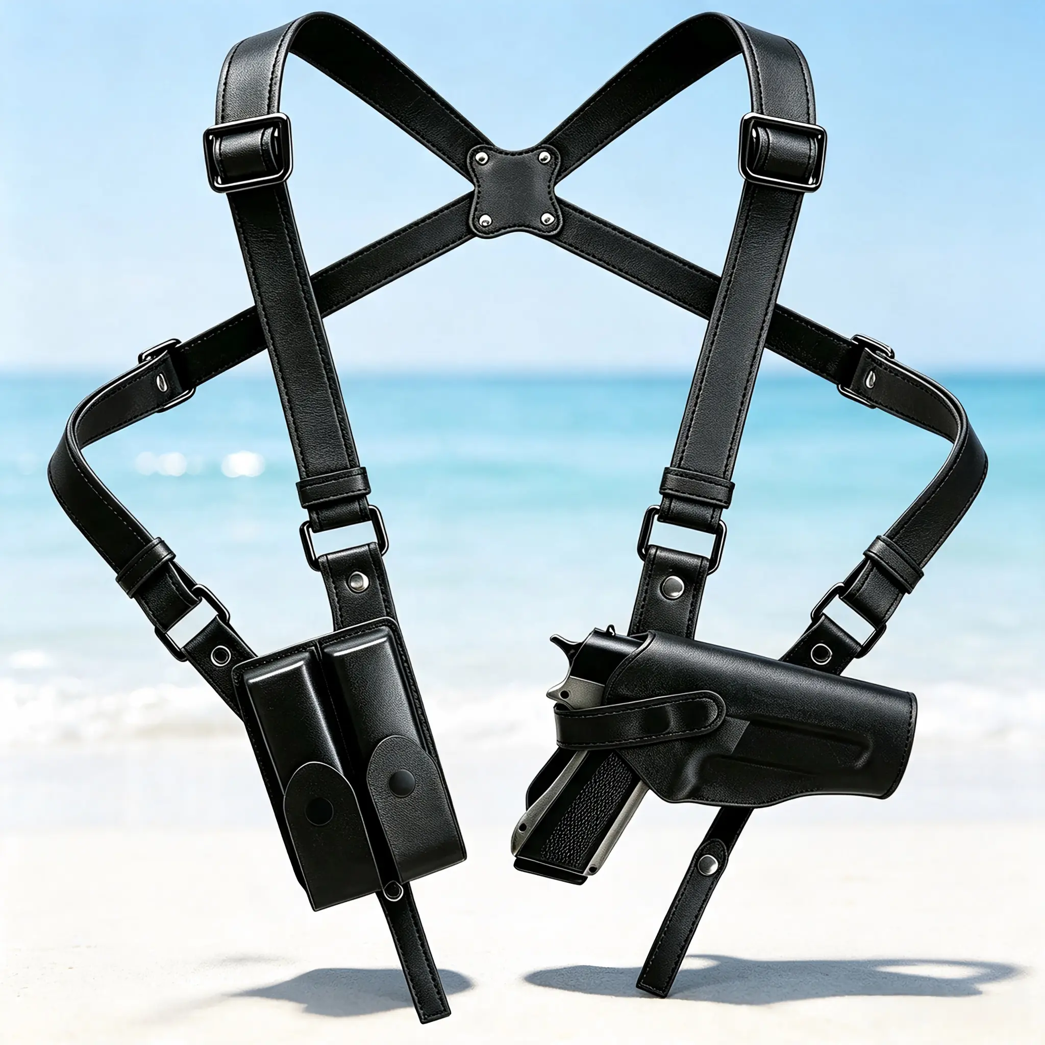 New Adjustable Tactical Holster: Concealed Carry Shoulder Rig with Dual Magazine Pouches (for Training, Hunting, and Shooting)