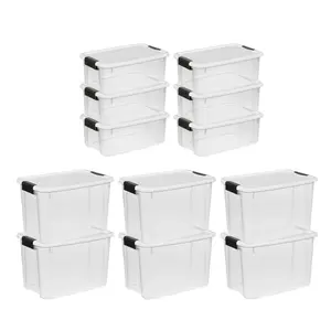 Sterilite 30 Qt 6-Pack & 18 Qt 6-Pack Clear Plastic Stackable Storage Bin w/ Lid