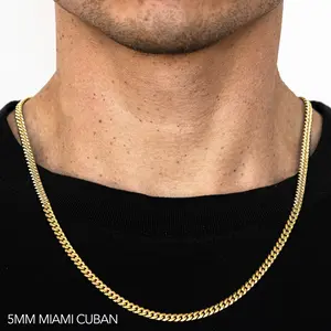 10K 5MM YELLOW GOLD SOLID SUPREME MIAMI CUBAN  20" CHAIN NECKLACE (AVAILABLE IN LENGTHS 7" - 30")