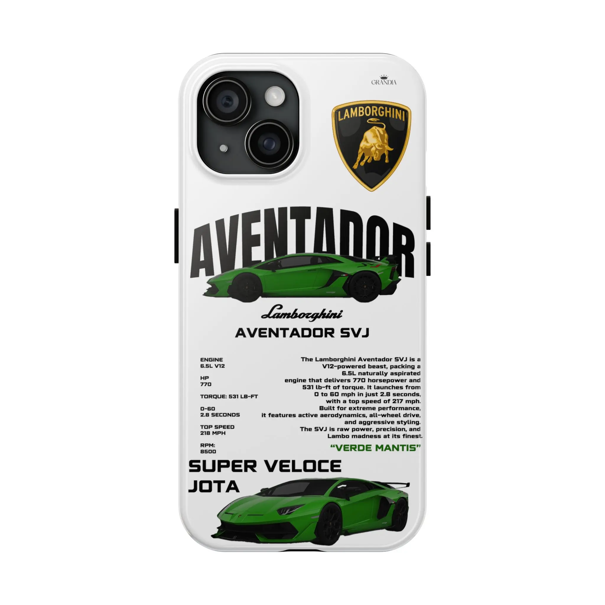 Lamborghini Aventador Phone Case, Tough Phone Cover for Car Lovers, Protective Case for Automotive Enthusiasts