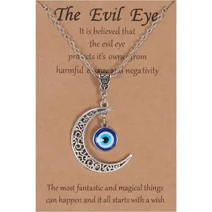 Evil Eye Necklace Moon Pendant Protection  VIBILIA