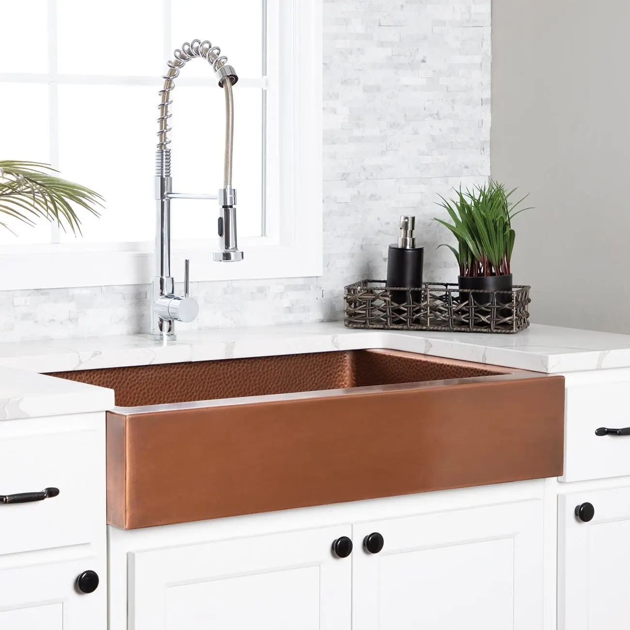 33-Inch Retrofit Copper Single Bowl Apron Farmhouse Sink - Fruit Prep Sink with Ample Food Prep Space for Easy Retrofit Install, Fruit Prep Sink Single Bowl