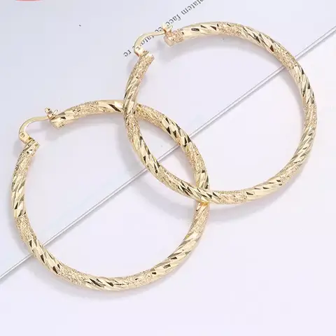 Unisex 18-Carat Layered Real Gold-Filled Chunky Circular Infinity Gold Hoops - #28 Design, Elegant Flattering Luxurious Versatile Adult Costume Jewelry Accessories, Choking Hazard Small Parts Note