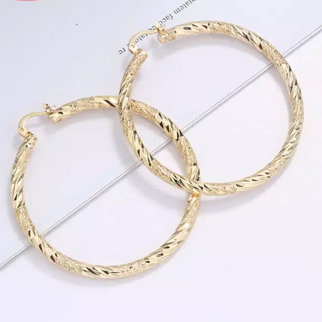 Unisex 18-Carat Layered Real Gold-Filled Chunky Circular Infinity Gold Hoops - #28 Design, Elegant Flattering Luxurious Versatile Adult Costume Jewelry Accessories, Choking Hazard Small Parts Note