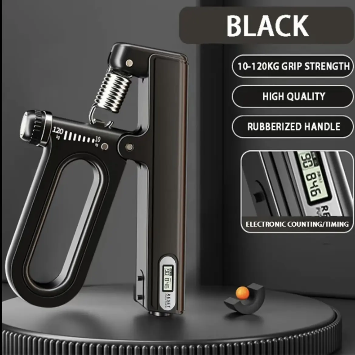 Adjustable Hand Gripper Strengthener, 10–120 lb forearm strengthener/hand exerciser for strength training, muscle building, injury recovery, and grip enhancement; finger grip strengthener; Big Mama Grip hand grip exerciser; body workout; adjustable chest
