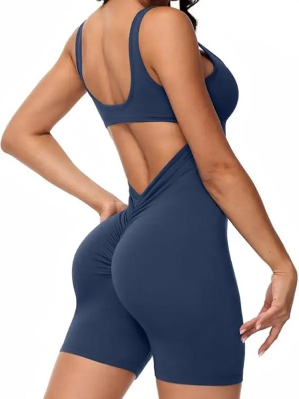 Romper Scrunch Butt lifting Backless jumpsuit one piece Workout Romper