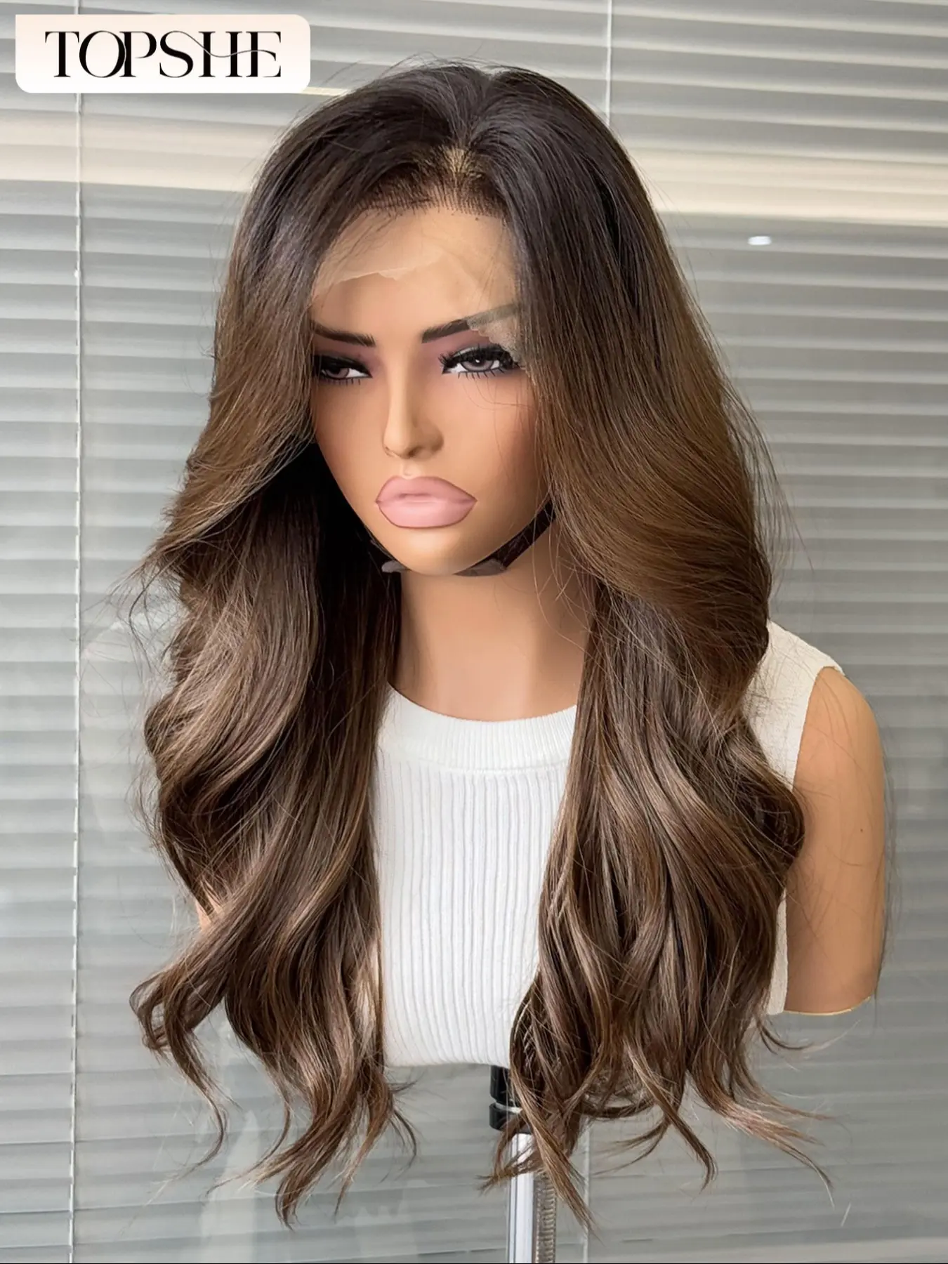 13x6 Lace Front Wig, Gradient, Natural Look Hairpiece, Hairstyle Wigs, Medium Length Straight Wig with Bangs, All Seasons Wear, Synthetic Hair Wigs, Synthetic Lace Wig