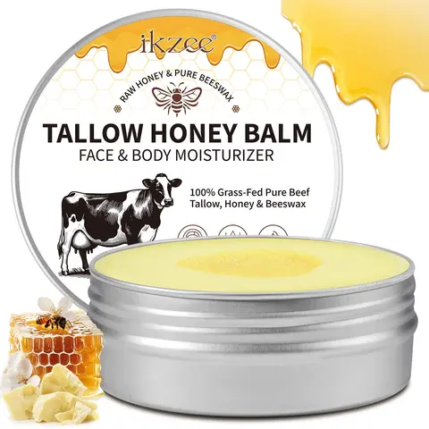 Tallow Honey Balm, 1 Box/2 Boxes Organic Grass-fed Beef Tallow Balm with Raw Honey, Skin Improvement Cream, Moisturizing Cream for Soft, Smooth Skin, Nourishing Moisturizing, Nourishing Moisture, Long Lasting Moisturizing, Non Greasy Moisturized