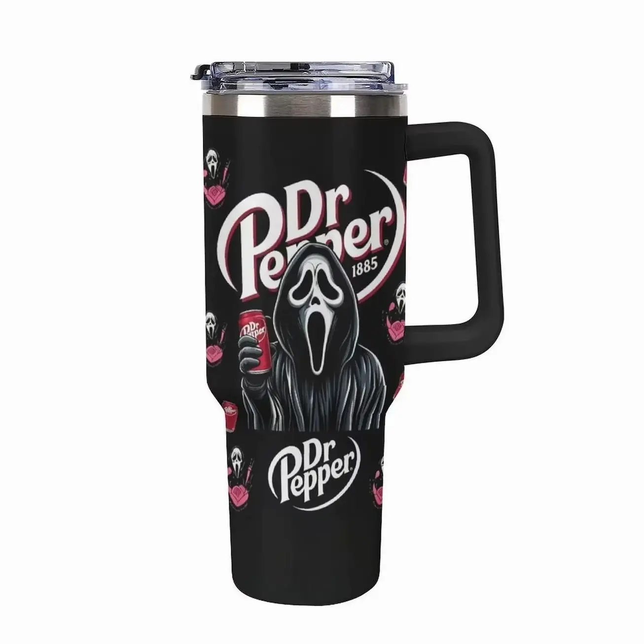 Ghostface Tumbler 40oz with Handle 30 oz 20oz Scream Horror Movie Travel Mug Stainless Steel Insulated Cup Dr Pepper Soda Fan Halloween Gift for Her