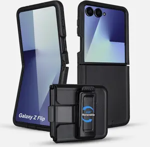Rugged Defender Case for ( Samsung Galaxy Z Flip 7 ) Shockproof Heavyduty Protection Case With Belt Clip Casing Cover Protective