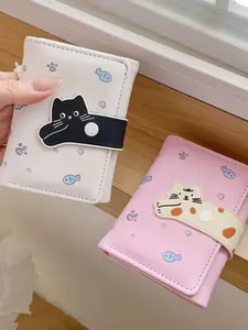 Women's Sweet Creative Long Cat Wallet Short Tri-Fold Large Capacity PU Leather Multi-Card Holder, Stylish and Functional Coin Purse, Durable Wallet
