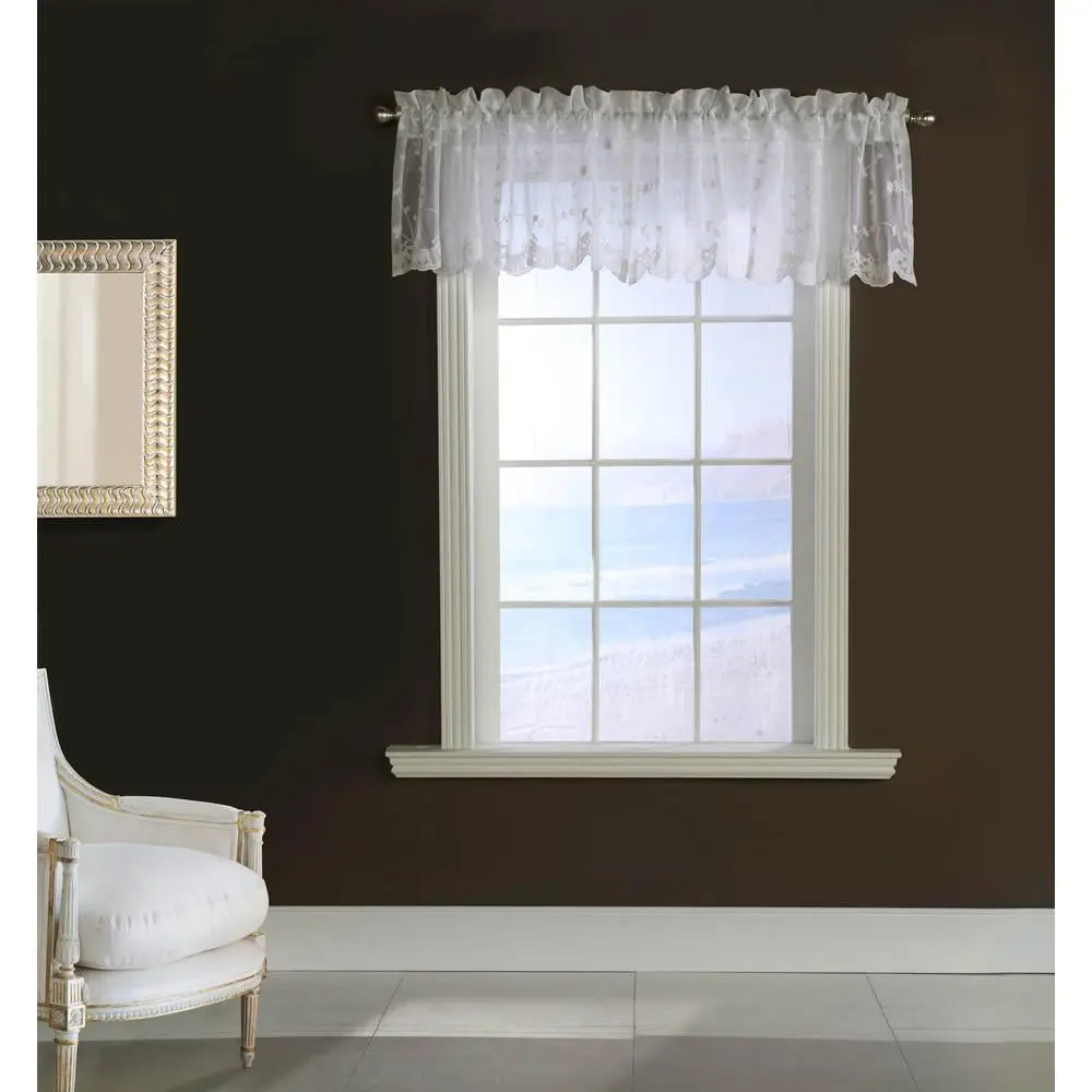 Habitat 71366-358-52-17-001 52 x 17 in. Grandeur Pole Top Valance Window Dressing, White