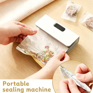 Portable Mini Bag Sealer USB Rechargeable Food Bag Sealer with Cutter, Handheld Vacuum Sealing Machine for Snacks Coffee Pet Food Storage