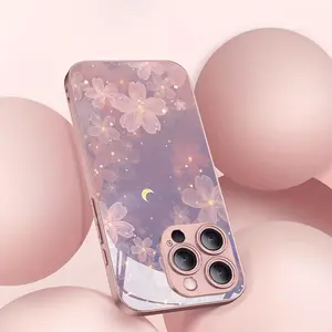 Cherry Blossom Star Tempered Glass  Case for iPhone 17 Pro Max/16/15/14/13/12/11 - Frosted Accessories