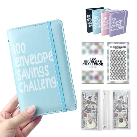 2026 New 100-Envelope Money Challenge Kit with Cute Stickers, Mini Binder Accounting Supplies, Money Savings Book, Budgeting Journal for 100 Day to Save $5,050 Goal