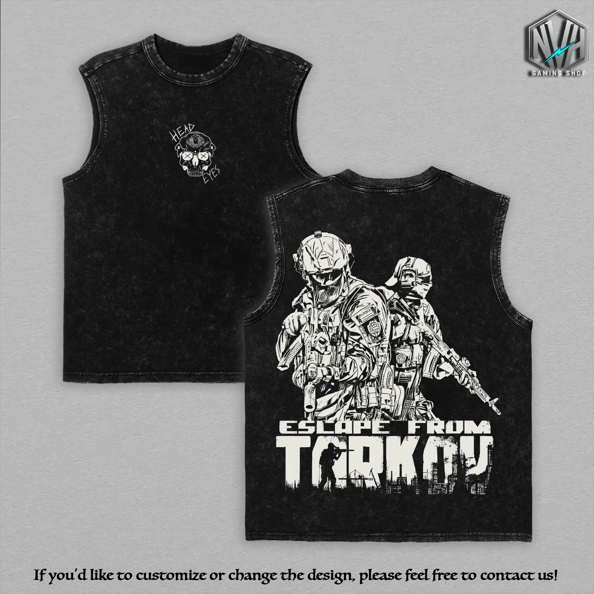 Retro Limited Escape from Tarkov Game art Washed Tank Top RGP Gaming Apparel, Video Game Clothes graphic tees, Gift for him Soft Menswear Cotton Top Menswear Streetwear
