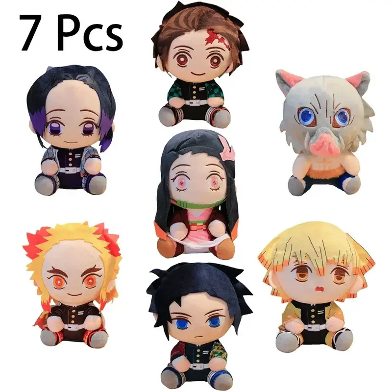 20cm Anime Demon Slayer (Kimetsu No Yaiba) Soft Plush Dolls - Japanese Anime Unisex Stuffed Toys, Cartoon-Style Small Cute Kamado Tanjirou Nezuko Zenitsu Kyoujurou Figures, Kids-Safe Gifts