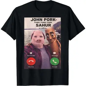 John Pork Tung Sahur Calling Brainrot Meme Gift for Women Men  T-Shirt Women Men