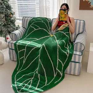 King Leaf Blanket, Half Velvet Unusual Large Leaf Blanket, Plant Blanket, Perfect Gift for Fall Winter, Bedroom Living Room Sofa Decor