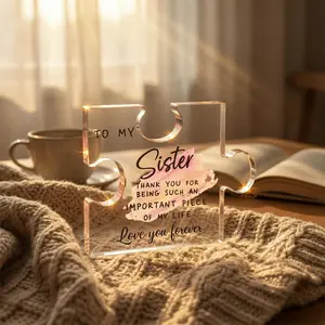 Sisters Acrylic Jigsaw Plaque 3.5×4in Custom Friendship Keepsake Assemblable 2D Puzzle Photography Prop Sentimental Gift for Sisters Best Friends Birthdays Weddings Thanksgiving Christmas