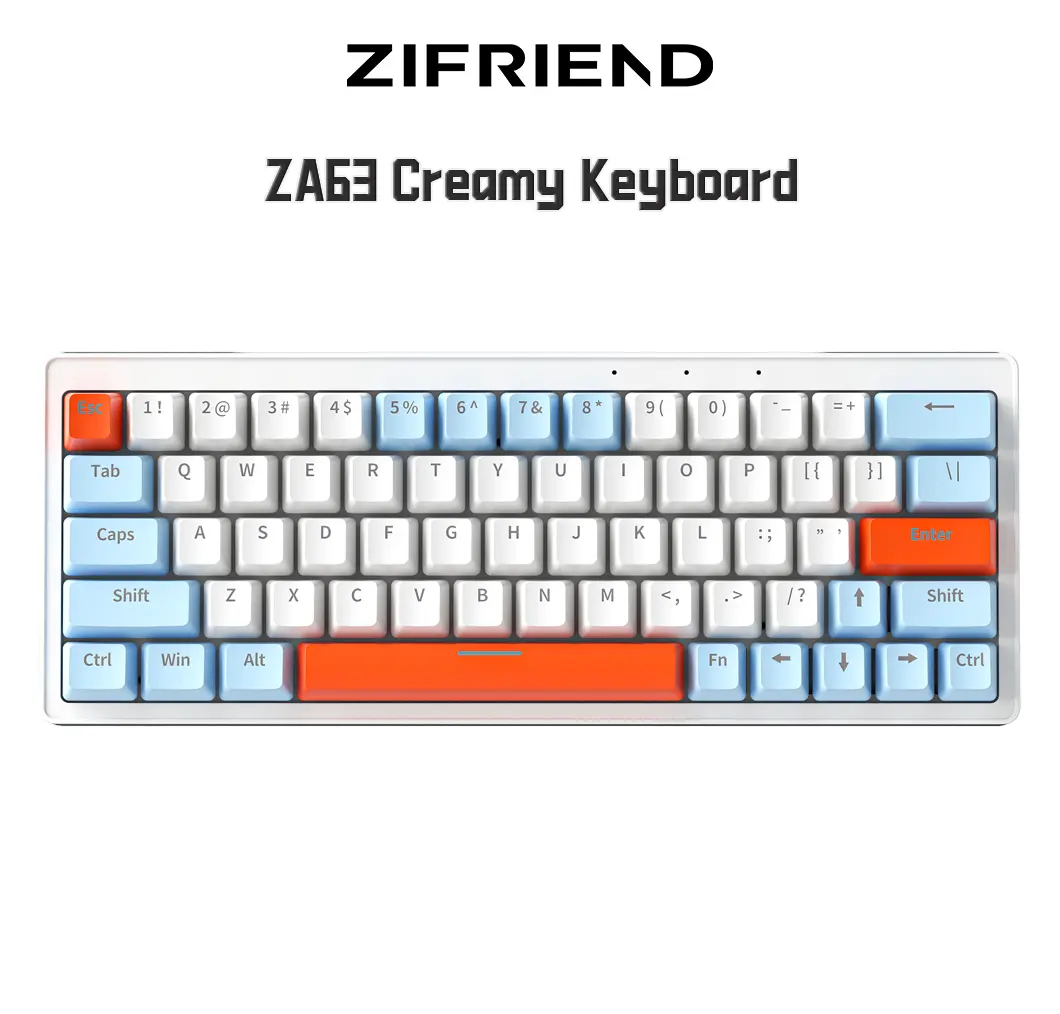 ZIFRIEND ZA63 60% Mechanical Keyboard with Hot-Swappable RGB Dual