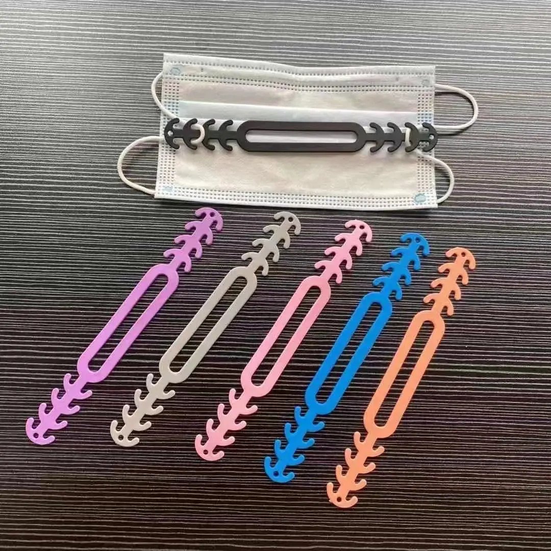 6-Pack Multicolor Mask Extender Clips, Anti-Choking Ear Protection Bands, Stress Relief Heart Lanyard, Elastic Closure, Comfortable Daily Wear
