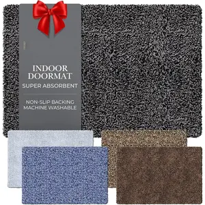 Microfiber Indoor Door Mat - 20"x30" Washable Entry Mat, Non-Slip,  Backing, Super Absorbent, Low Profile Entryway Doormat for Indoor Entrance