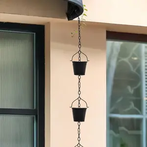 Iron Rain Chain 1pc Outdoor, 6-Bucket Decorative Water Catcher, Garden Ornament, Christmas Gift, Eaves and Gutter Drainage