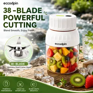 Portable Blender 1300ML, 38-Blade Smoothie Maker, USB Rechargeable Personal Juicer Cup with Dual Lids for Travel, Gym & Camping