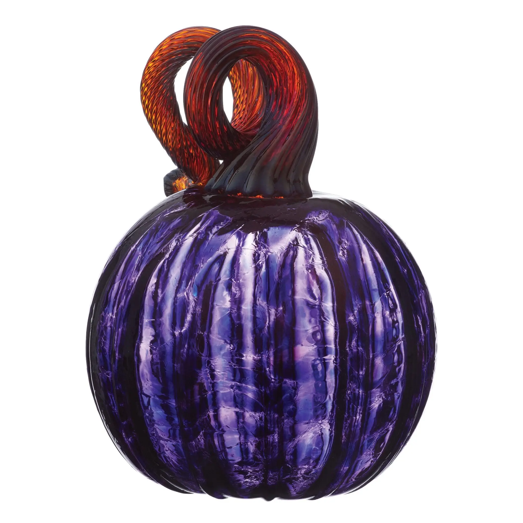 Purple Pumpkin Round Hand-blown 6"