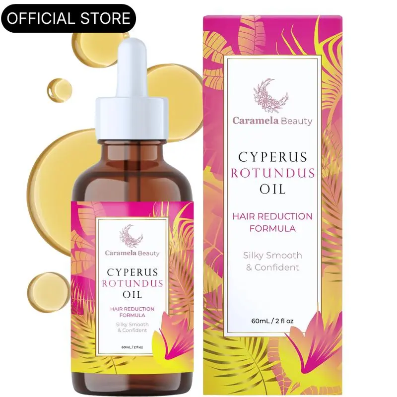 Caramela Beauty Cyperus Rotundus Oil - 60ml Natural Cyperus Rotundus Oil For Hair Removal, Moisturizing & Soothing Cyperus Oil For Reducing Body Hair Growth, Hair Removal Oil Ideal for All Skin Types