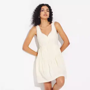 Women's Lace Trim Button-Front Mini Dress - Wild Fable