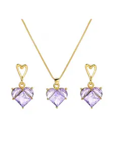 Women's Light Luxury & Premium Pink Diamond Necklace & Earrings Set, Exquisite Heart-shaped Zircon Jewelry Set