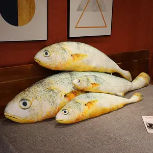 Giant Simulation Funny Fish Plush Toys StuffedSoft Animal Yellow Croaker Pillow Creative SleepCushion for Kids Girls Xmas Gift