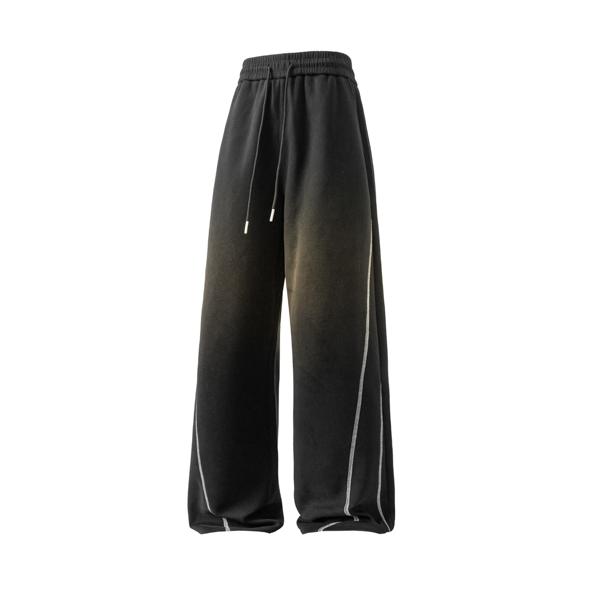 Men's Soft Gradient Striped Wide Leg Pants, Casual Drawstring Baggy Trousers, Perfect for Street, Gym, Daily & Lounge Wear