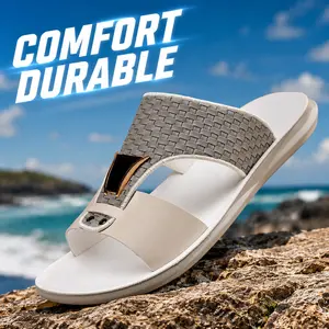 Men's Lightweight Arch Support Sandals Black White Non-Slip Summer Beach Shoes