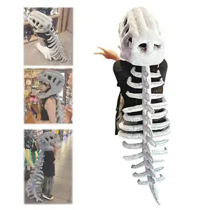 Skeleton Costume Set Halloween Fun Skeleton Dinosaur Costume Dress-Up Jumpsuit（gift）